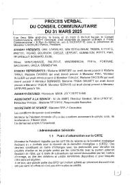 Procès verbal du Conseil Communautaire du 31 mars 2025