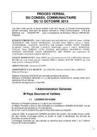 PV de Conseil Communautaire d'octobre 2015