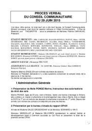 Conseil Communautaire du 29 juin 2015