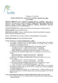 Compte rendu d'affichage du Conseil Communautaire de la CC2V du 15 juin 2020