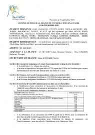 Compte rendu d'affichage du Conseil Communautaire du 21 septembre 2020
