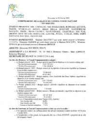 Compte rendu d'affichage du Conseil Communautaire du 7 février 2022