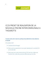 Bilan de la 3ème réunion de concertation future piscine CC2V - 25 octobre 2017