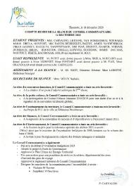 Compte rendu du Conseil Communautaire du 14 décembre 2020