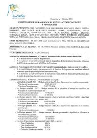 Compte rendu d'affichage du Conseil Communautaire du 8 février 2021