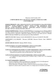 Compte rendu d'affichage de la réunion du 4 novembre 2019