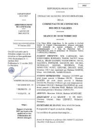 Délibérations du Conseil Communautaire CC2V du 10 octobre 2022 - Partie 2
