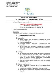 Ordre du jour du Conseil Communautaire du 9 octobre 2017