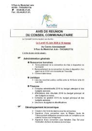 Ordre du jour du Conseil du 15 juin 2020