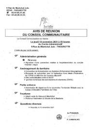 Ordre du jour du Conseil Communautaire CC2V du 18 Novembre 2021