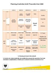 PLANNING D'ACTIVITÉS DU CENTRE DE LOISIRS DE THOUROTTE HIVER S2