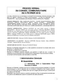 Procès verbal du Conseil Communautaire du 5 février 2018