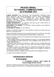 Procès verbal du Conseil Communautaire de la CC2V du 8 février 2021