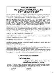 Compte rendu du Conseil Communautaire du 11 décembre 2017