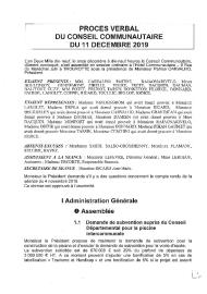 Compte rendu du Conseil Communautaire du 11 décembre 2019