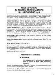 Compte rendu du Conseil Communautaire CC2V du 19 novembre 2018