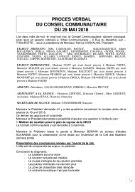 Compte rendu du Conseil Communautaire du 28 mai 2018