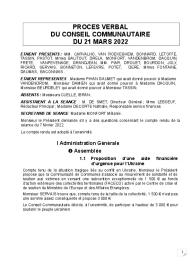Procès verbal du Conseil Communautaire du 21 mars 2022